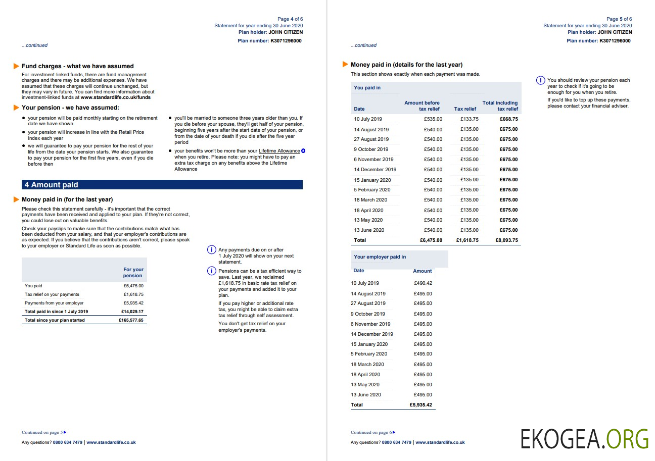 United Kingdom Standard Life utility bill template in Word and PDF format, 7 pages 5 6